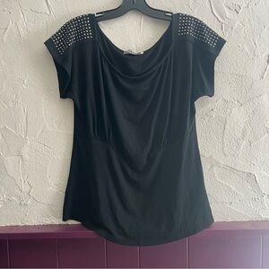 Red Coral Chic Black Studded Women's Top